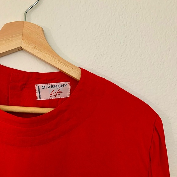 Vintage French Givenchy Red Top | Blouse Size M - Picture 6 of 10